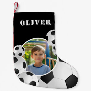 Personalized Soccer Ball Football Boy Photo Small Christmas Stocking