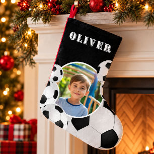Personalized Soccer Ball Football Boy Photo Small Christmas Stocking