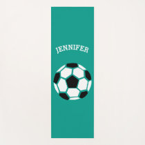 Personalized Soccer Ball Geometric Green Kids Yoga Mat