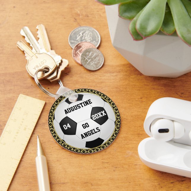 Personalized Soccer Ball Gold Gifts Keychain (Desk)