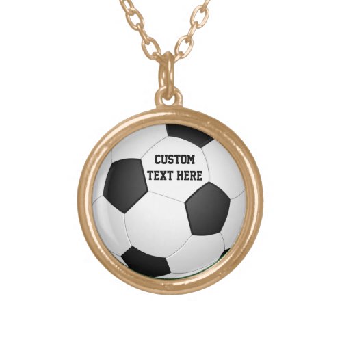 Personalized Soccer Ball Gold Plated Necklace