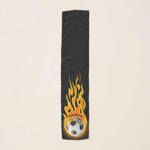 Personalized Soccer Ball in Flames Team Player  Scarf