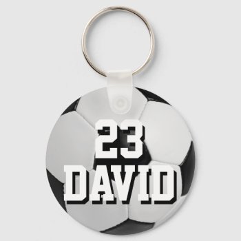 Personalized Soccer Ball Keychain Name And Number by AartDept at Zazzle