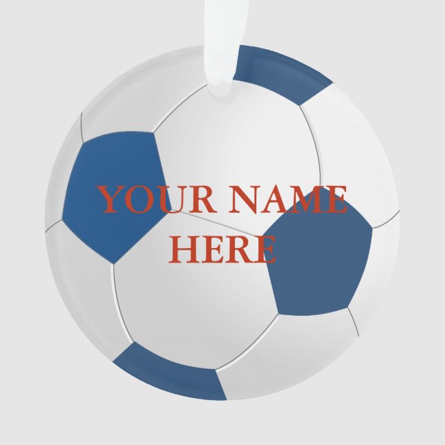 Personalized Soccer Ball Name Christmas Ornament (Front)