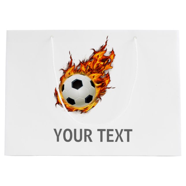 Personalized Soccer Ball on Fire Large Gift Bag (Front)