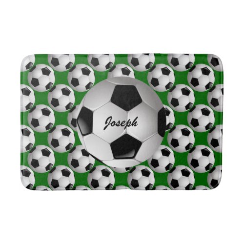 Personalized Soccer Ball on Football Pattern Bath Mat