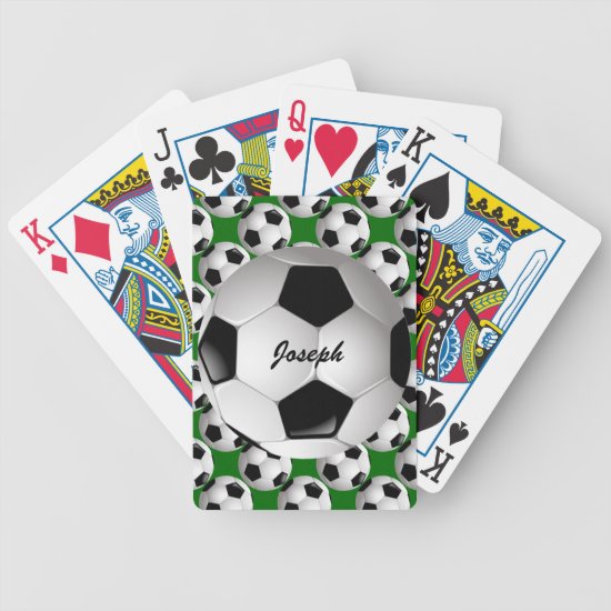 Personalized Soccer Ball on Football Pattern Bicycle Playing Cards