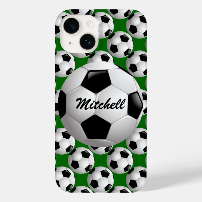 Personalized Soccer Ball on Football Pattern Case-Mate iPhone Case (Back)