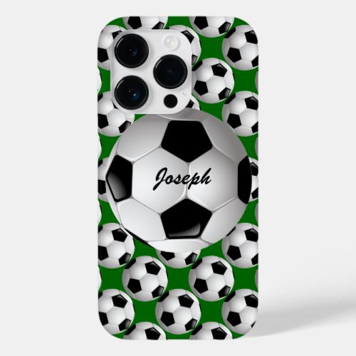 Personalized Soccer Ball on Football Pattern Case_Mate iPhone 14 Pro Case