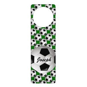 Personalized Soccer Ball on Football Pattern Door Hanger