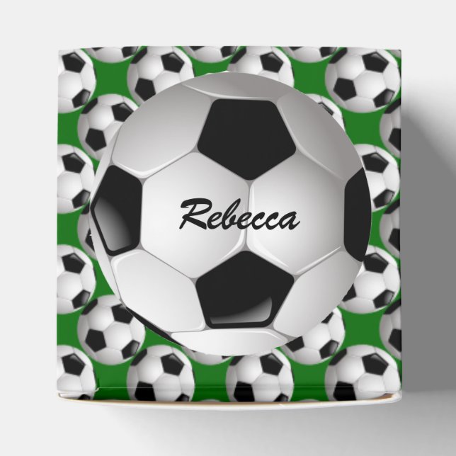 Personalized Soccer Ball on Football Pattern Favor Boxes (Top)