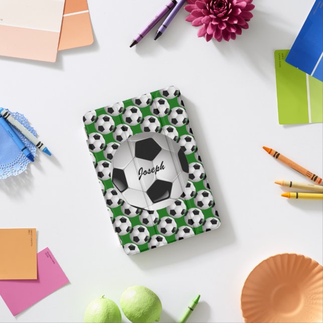 Personalized Soccer Ball on Football Pattern iPad Mini Cover (In Situ)