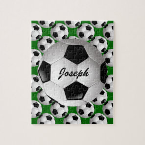 Personalized Soccer Ball on Football Pattern Jigsaw Puzzle
