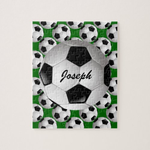 Personalized Soccer Ball on Football Pattern Jigsaw Puzzle