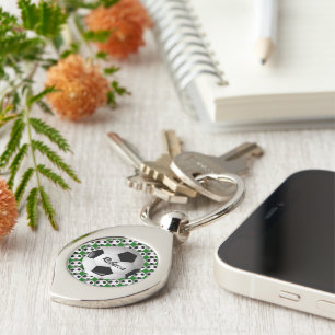 Personalized Soccer Ball on Football Pattern Keychain