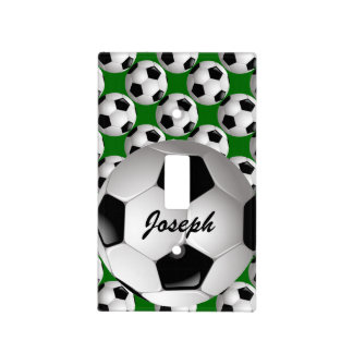 Personalized Soccer Ball on Football Pattern Light Switch Cover