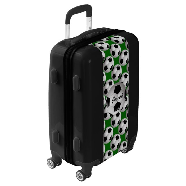 Personalized Soccer Ball on Football Pattern Luggage (Rotated Left)