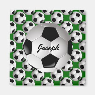 Personalized Soccer Ball on Football Pattern Magnet