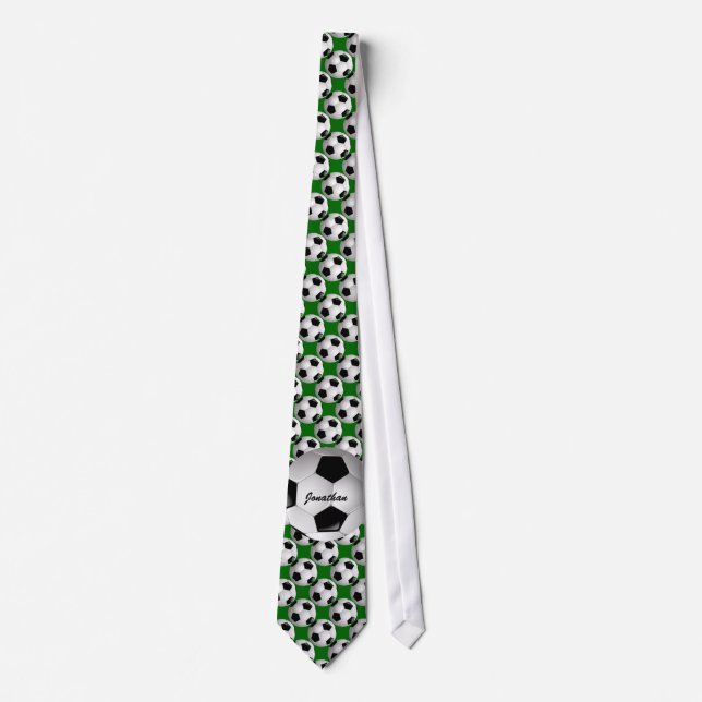 Personalized Soccer Ball on Football Pattern Neck Tie (Front)