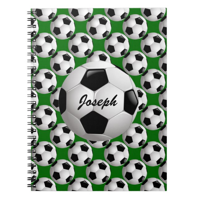 Personalized Soccer Ball on Football Pattern Notebook (Front)