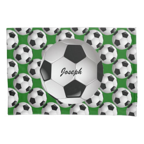 Personalized Soccer Ball on Football Pattern Pillow Case