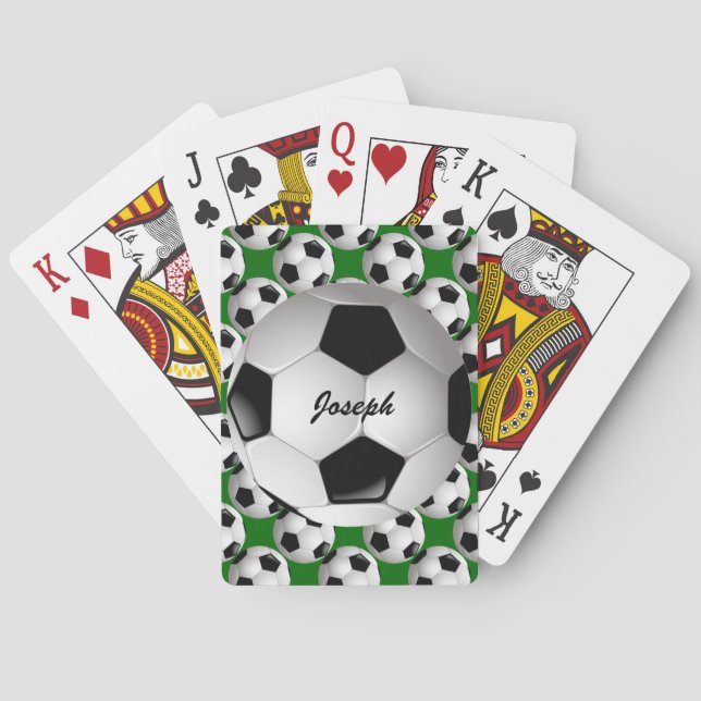 Personalized Soccer Ball on Football Pattern Poker Cards (Back)