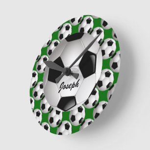 Personalized Soccer Ball on Football Pattern Round Clock
