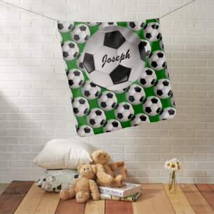 Personalized Soccer Ball on Football Pattern Stroller Blanket