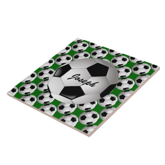 Personalized Soccer Ball on Football Pattern Tile (Side)