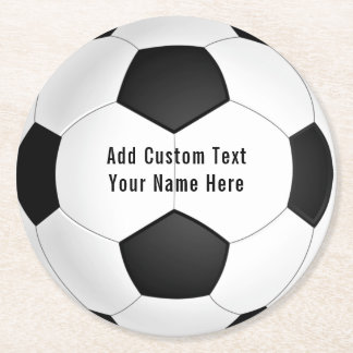 Personalized Soccer Ball Paper Coasters With Text