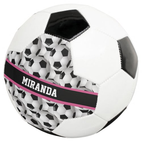 Personalized Soccer Ball Pattern Black Pink White