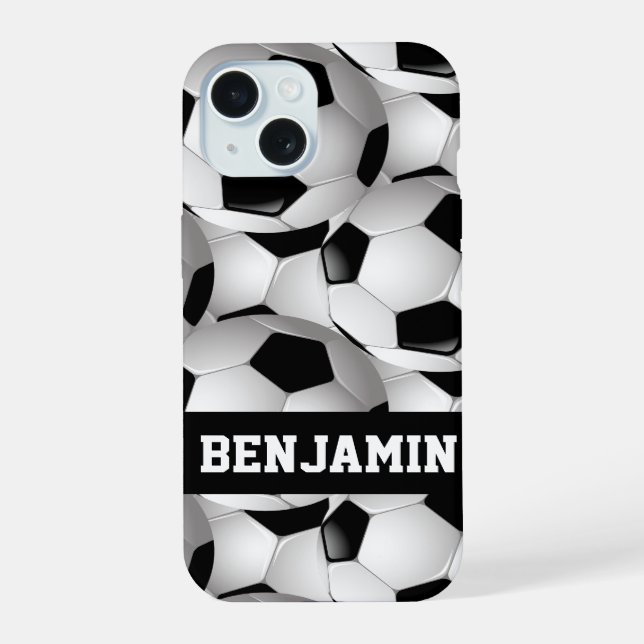 Personalized Soccer Ball Pattern Black White Iphone Case (Back)