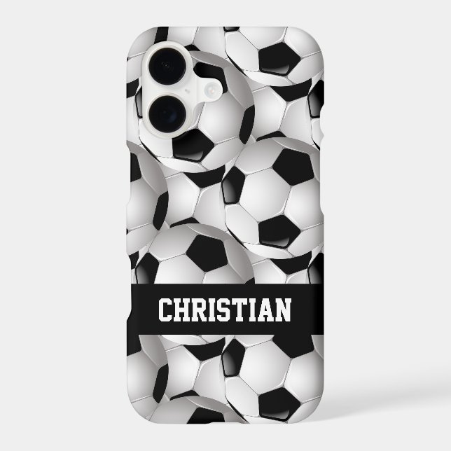 Personalized Soccer Ball Pattern Black White Iphone Case (Back)