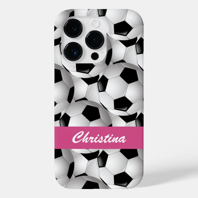 Personalized Soccer Ball Pattern Pink Case-Mate iPhone Case (Back)