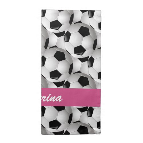 Personalized Soccer Ball Pattern Pink Napkin