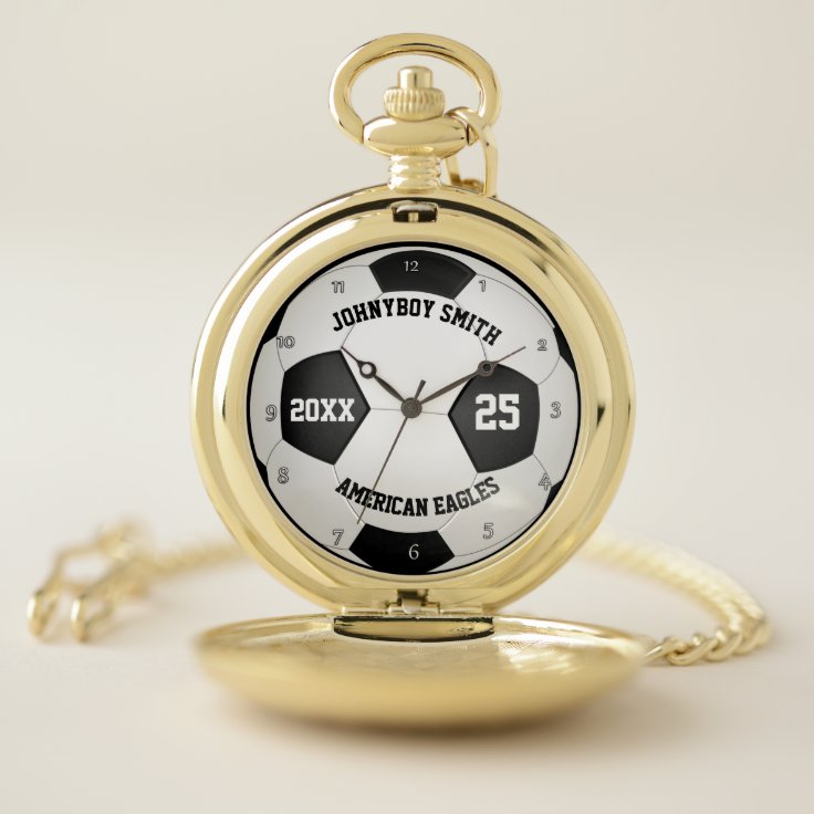 Personalized soccer ball pocket watch Zazzle