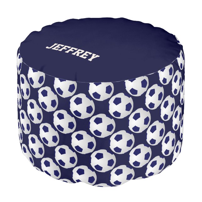 Personalized Soccer Ball Round Pouf Cushion/Seat (Angled Front)