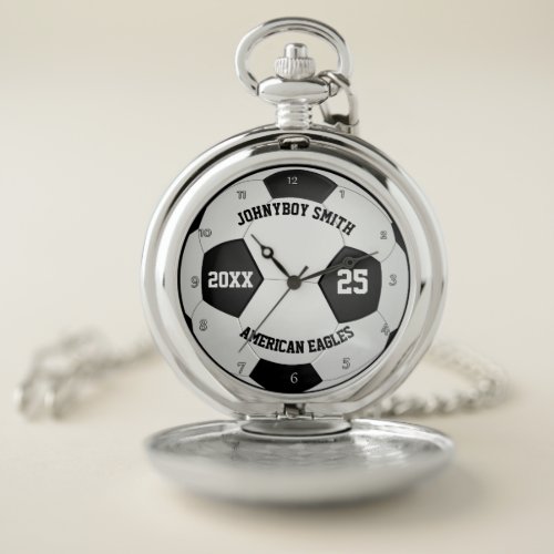 Personalized soccer ball silver pocket watch