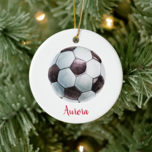 Personalized Soccer Ball Sports Player Girl Custom Ceramic Ornament