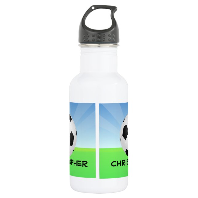 Personalized Soccer Ball Sunny Day Sports Water Bottle (Front)
