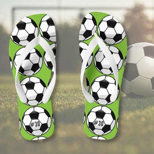 Personalized Soccer Ball with Team Name and Number Flip Flops