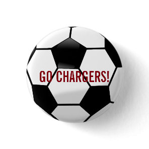 Personalized Soccer Ball with Team Name and Number Pinback Button