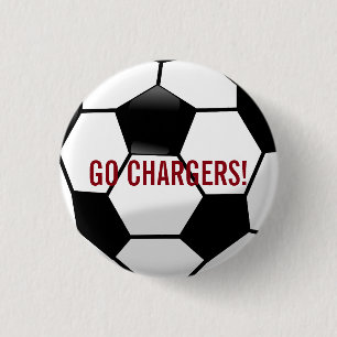 Personalized Soccer Ball with Team Name and Number Pinback Button