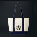 Personalized Soccer Ball with Team Name and Number Tote Bag<br><div class="desc">This personalized soccer ball design features a black and white soccer ball and lines of text to customize - your player or coach's name, jersey number, team name, etc. You can also change the background color to match your team color - just click on "customize" and then the small eye...</div>