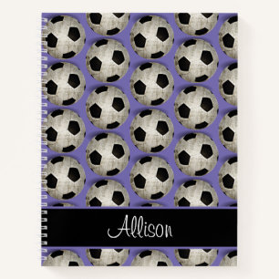 Personalized Soccer Balls Pattern Purple Notebook