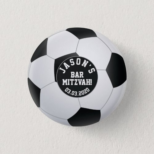 Personalized Soccer Bar Mitzvah Favor Button