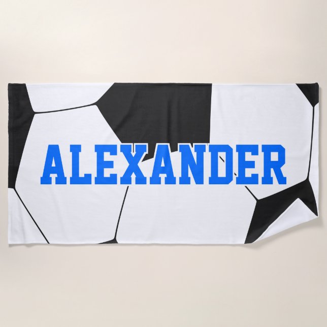 Personalized Soccer Beach Towel (Front)