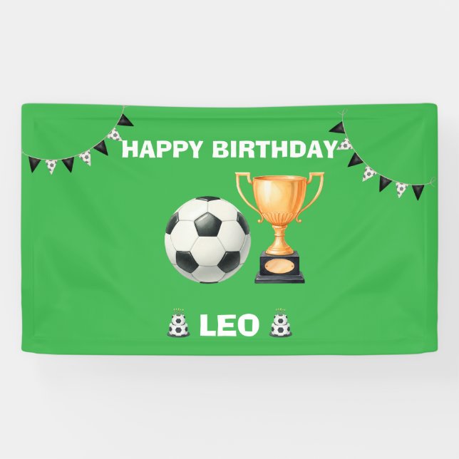 Personalized Soccer Birthday Party Banner (Horizontal)