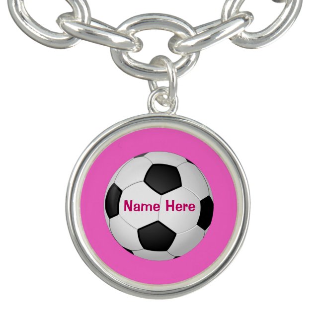 Personalized Soccer Charm Bracelet with NAME (Design)