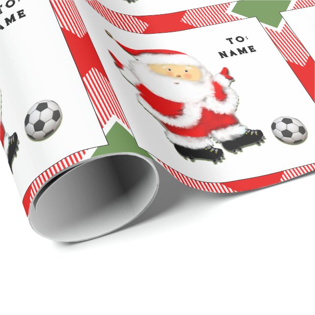 Personalized Soccer Christmas Gift Wrapping Paper (Roll Corner)